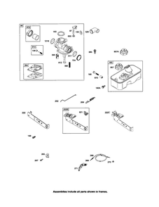 Carburetor/Fuel Tank Diagram and Parts List for 10M900 0005-0712 Briggs and Stratton Engine